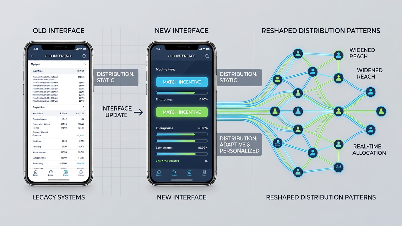 Analytics dashboard illustrating changes in deposit match incentive reach after app interface revisions